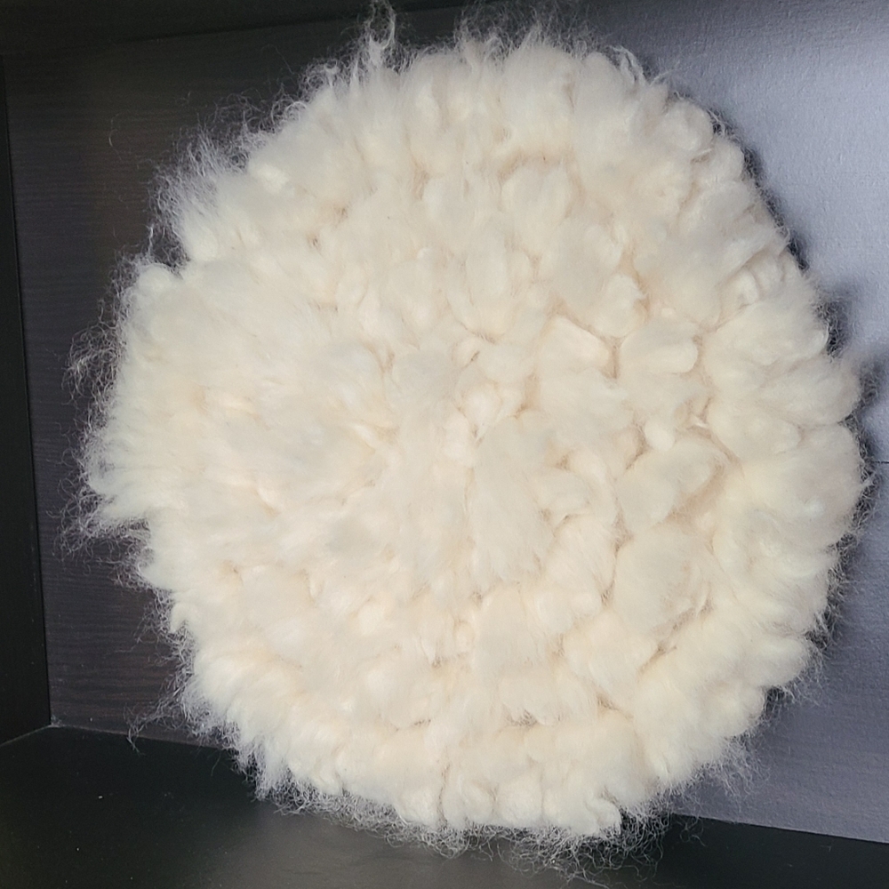 Soft Cream Wool Round Decorative Accent Pad - Picture 5 of 6